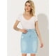 thumbnail image 3 of Allegra K Falda Vaquera Midi Básica Desgastada De Cintura Alta Con Dobladillo Rasgado Y Lavado Para Mujer Azul claro XS, 3 of 5