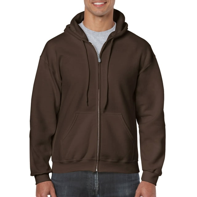 Gildan Mens Heavy Blend Full Zip Hooded Sweatshirt, S, Dark Chocolate