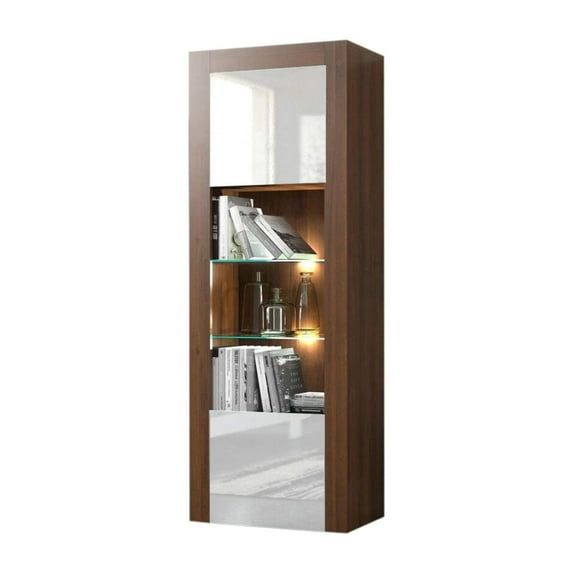 Milano Bookcase Matte Body & High Gloss Fronts, Walnut/White