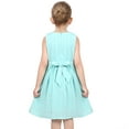 thumbnail image 5 of Girls Dress Turquoise Button Bow Stripe Sleeveless Cotton Sundress 6 Years, 5 of 7