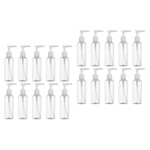 20 pcs  Travel Pump Bottles Empty Shampoo Lotion Body Wash Containers Refillable Small Bottles for Home Outdoor, 100ml  ( Transparent )