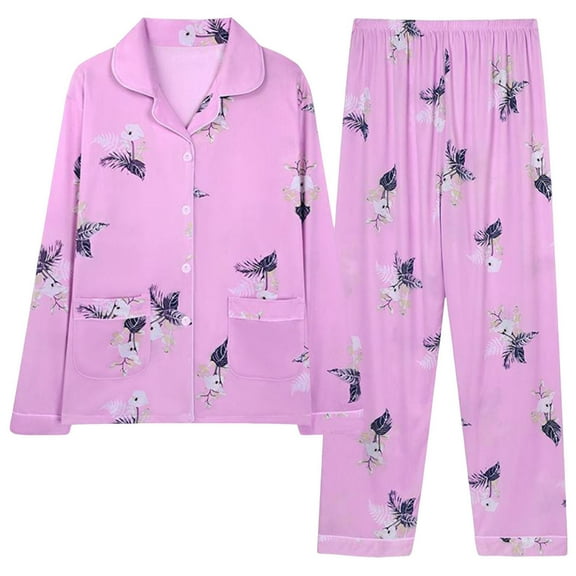 Tnhcen 2 Piece Long Sleeve Women's Pajama Sets Shirts Pants Soft Sleepwear Lounge Set Button Down Pjs M-2XL