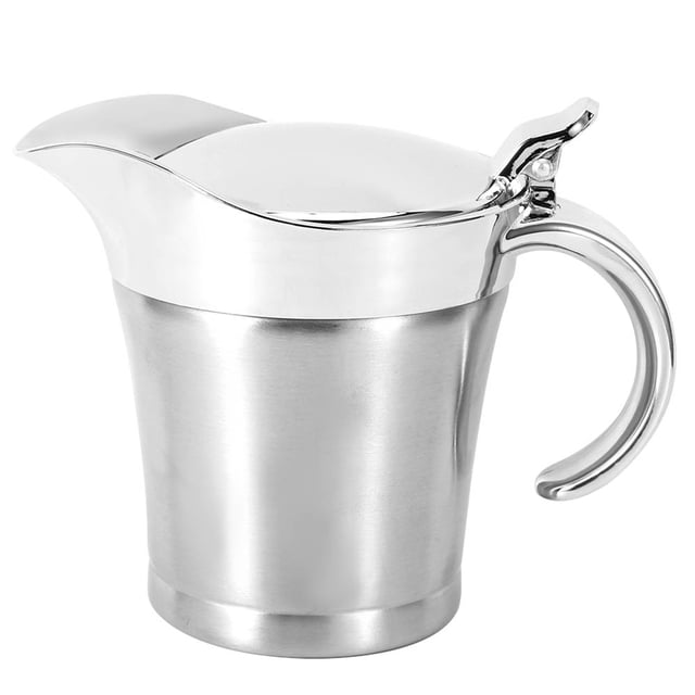 Gravy Boat, Ergonomic Design Thumb Operated Lid Sauce Jug Double Wall Insulation For Kitchen