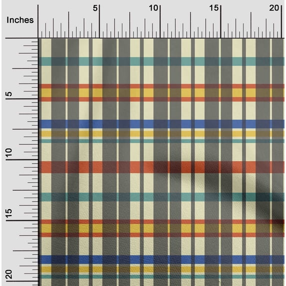 oneOone Georgette Viscose Fabric Madras Check Decor Fabric Printed BTY 42 Inch Wide