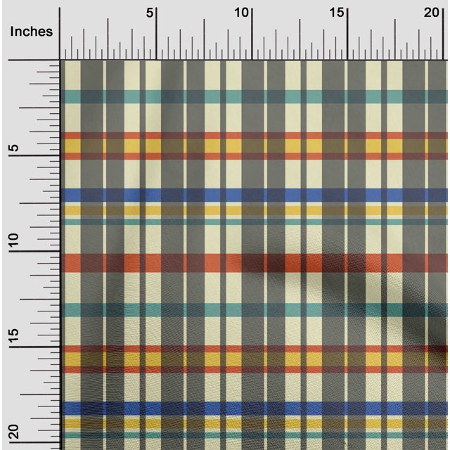 oneOone Cotton Silk Fabric Madras Check Print Fabric By The Yard 42 Inch Wide