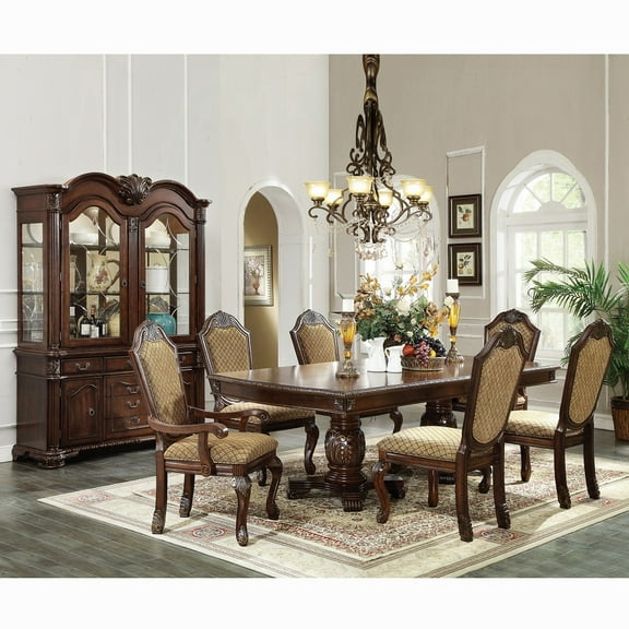 Chateau De Ville 7 Piece Dining Set w Table, 2 Arm & 4 Side Chairs in Espresso Finish