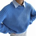 thumbnail image 3 of Womens Sweaters Fall Oversized Chunky Knitted Pullover Sweater Casual Long Sleeve Crewneck Cute Sweaters Blue XL, 3 of 10