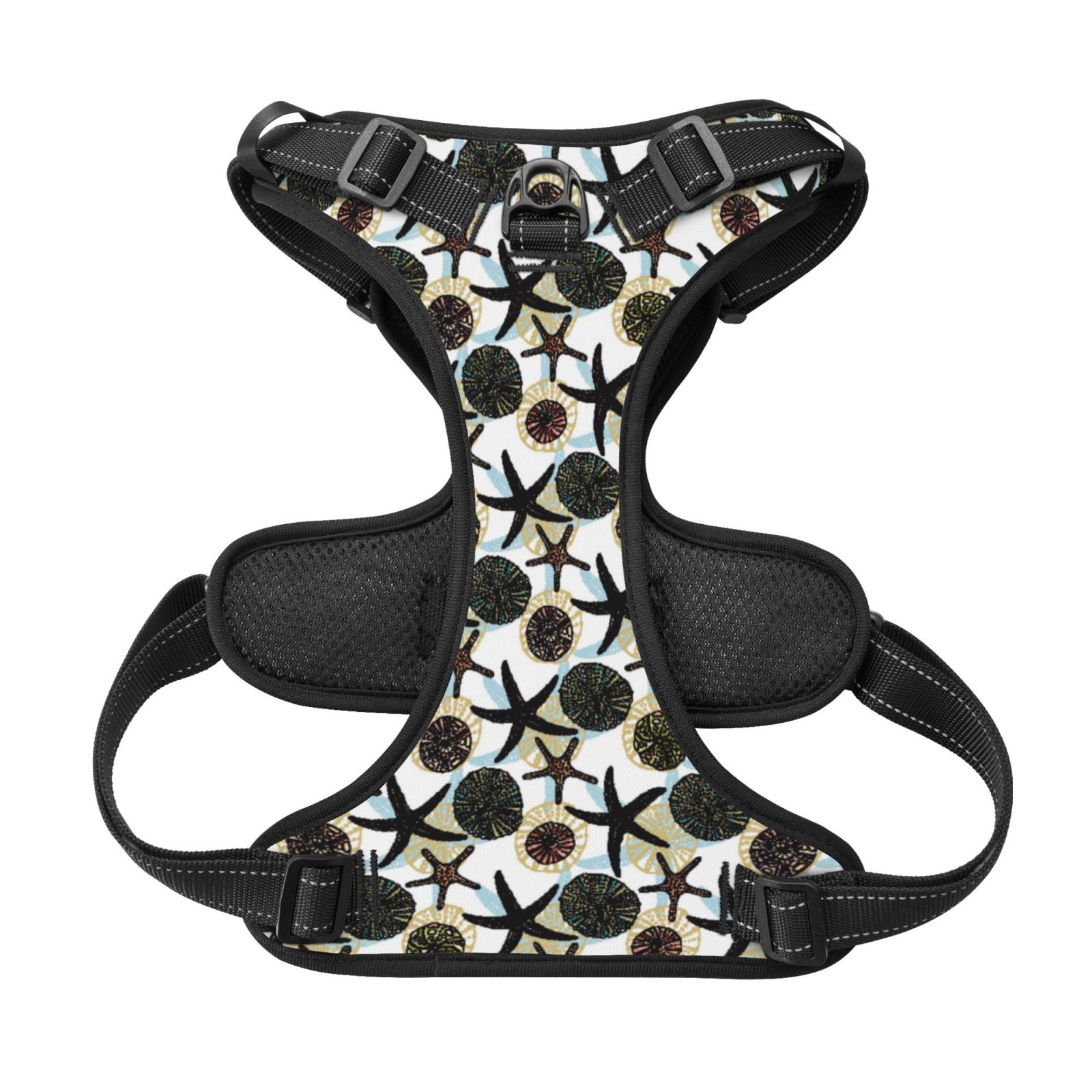 Kdxio Sea ​​Urchin Print No Pull Dog Harness Adjustable Reflective Oxford Easy Control Medium Large Dog Harness for Training and Everyday-Small