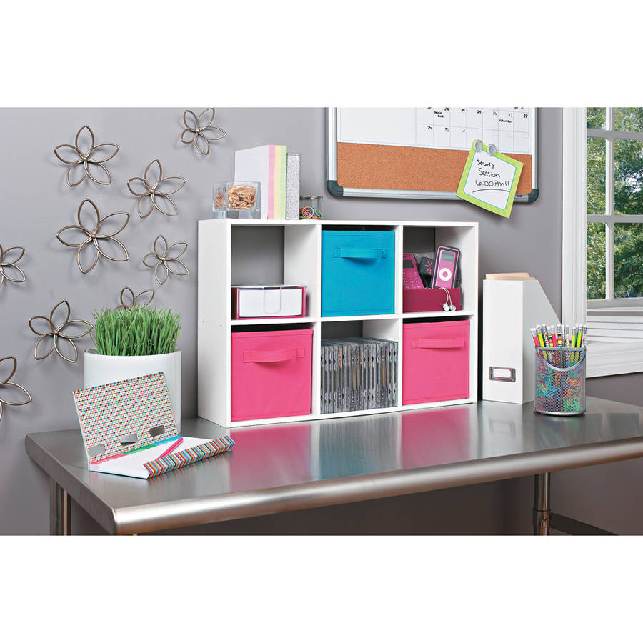 6 Cube Shelf Storage Organizer Wood Mini Cubicles SET OF 2 White Mount