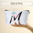 thumbnail image 4 of Unique Bargains Personalized Makeup Bag M Letter Purse Small Cosmetic Bag Zipper Monogrammed Makeup Bag Pouch White, 4 of 7