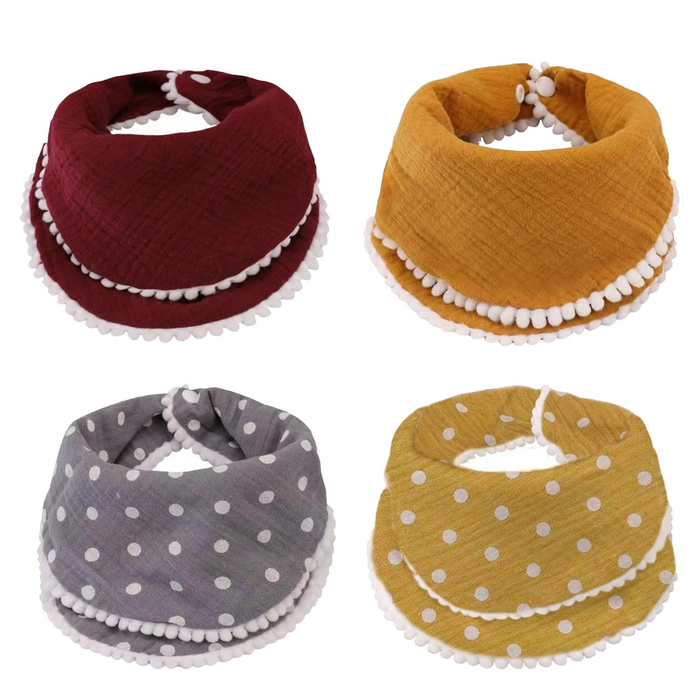 Muslin Bandana Bibs, Organic Drool Bibs for Neutral Boy Girl, Unisex