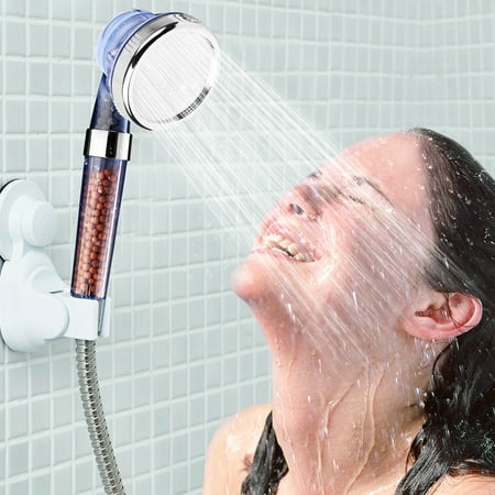 3 Mode High-Turbo Pressure Shower Head Filtered Ionic Stone Stream Water
