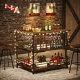 thumbnail image 4 of Tribesigns Modern L-Shaped Bar Table, 3-Tier Wood Pub Table with Storage Shelves and Stemware Rack for Kitchen, Dining Room, Rustic Brown, 4 of 7