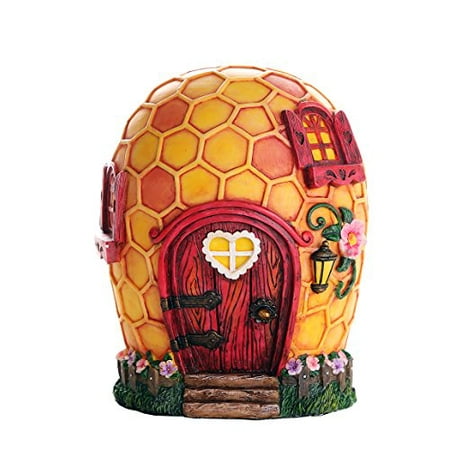 Miniature Fairy Figurines Miniature Fairy Garden of Enchantment Fairy Honeycomb Bee Hive Cottage Figurine Display 6.5 Inches ()