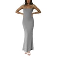 thumbnail image 1 of Kmbangi Robe Longue d'Été pour Femmes Couleur Unie Sans Manches Robe de Soirée Mode Tenue de Club, 1 of 7