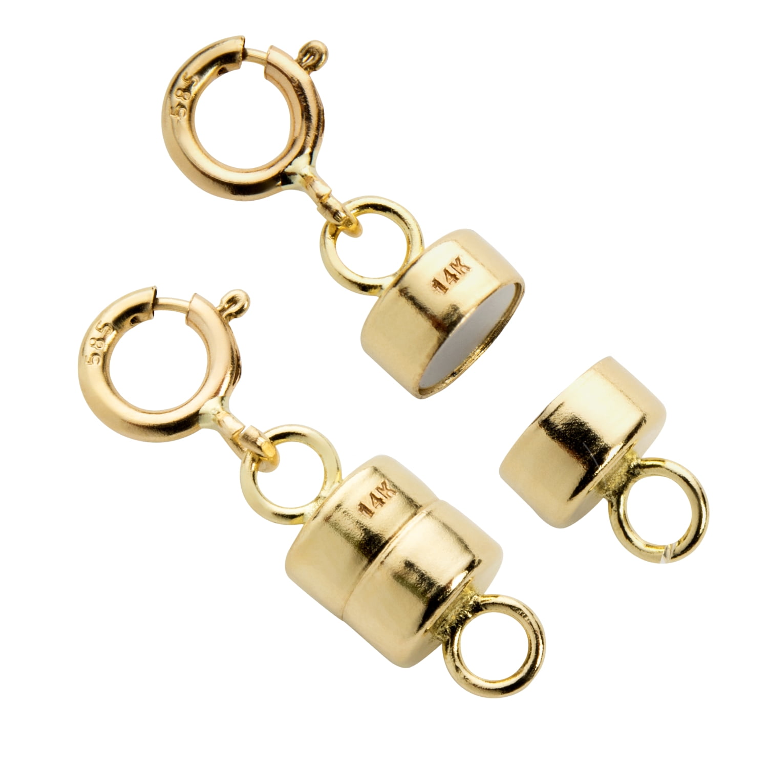 2 Clasps Yellow Gold Filled Round Magnetic Clasp Converter for Necklace or Bracelet with Spring Ring