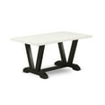 thumbnail image 2 of East West Furniture V626MZ650-6 6 Pc Dinette Set - Linen White Table with Dining Room Bench and 4 Dark Gotham Grey Chairs - Wire Brushed Black Finish, 2 of 9