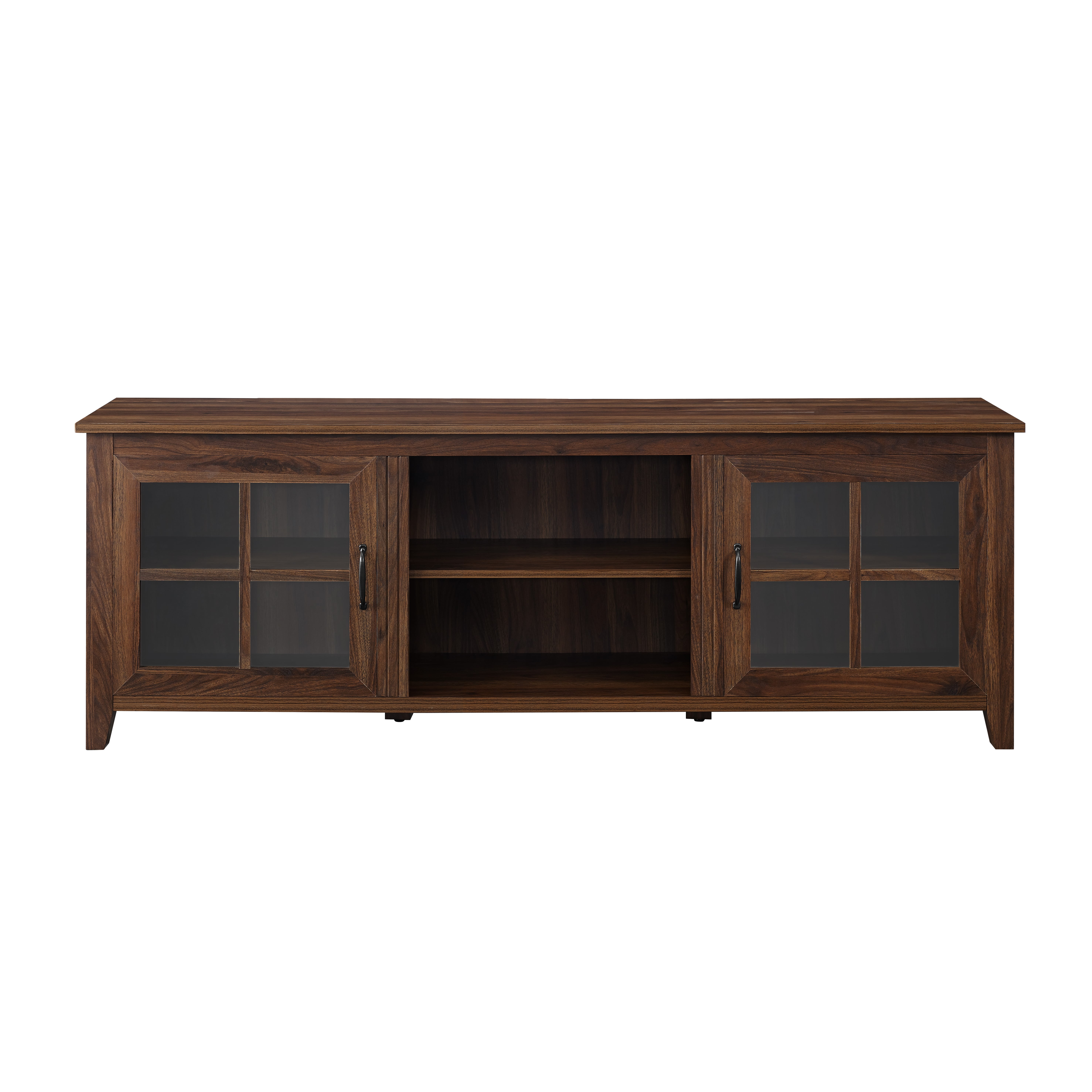 Walker Edison Modern Farmhouse TV Stand for TVs Up to 80", Dark Walnut