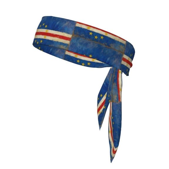 Unisex Tie Workout Headband Retro Cape Verde Flag Moisture-Wicking Sports Headbands For Men Women