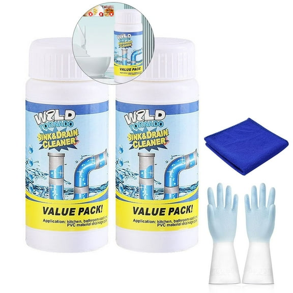 WNFJR 2 Pcs Pipe Dredge, Sink and Drain Cleaner, Powerful Sink and Drain Cleaner Powder, Fast Foaming for Kitchen Toilet Pipeline Quick Cleaning Tool