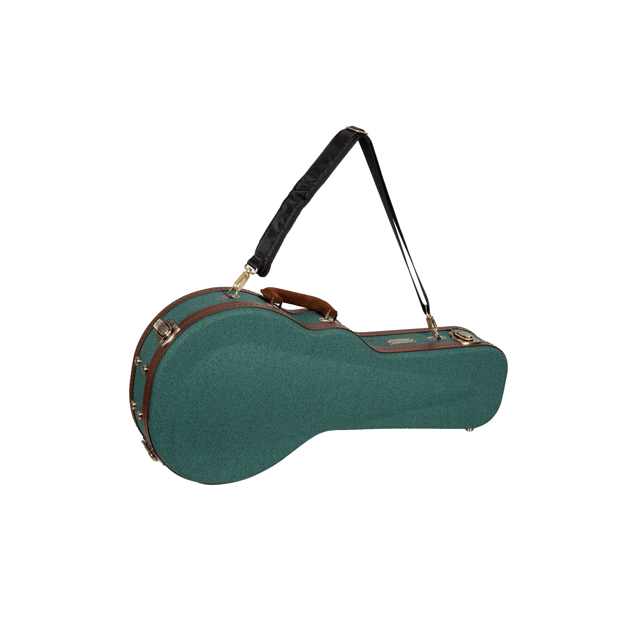 Crossrock Master Series- Wooden F-style Mandolin Case- Security Lock, Genuine Leather Handle, Reinforced Hardware, Metal Feet, Storage Space- Malachite Blue
