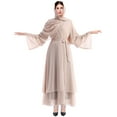thumbnail image 2 of IBTOM CASTLE Women's Chiffon Muslim Cardigan Kaftan Middle East Arabian Abaya Dress Casual Islamic Cover up Long Dresses M Khaki, 2 of 8