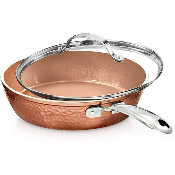 Gotham Steel Hammered Copper Collection 10” Nonstick Fry Pan with Lid