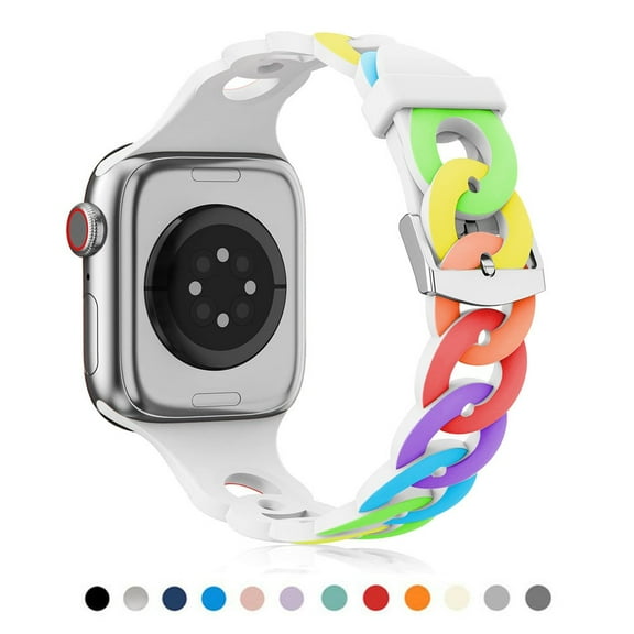 LEIXIUER Silicone Strap for Apple Watch Band 44mm 40mm 45mm 41mm 42mm 38mm 44 mm Accessories Gourmette Bracelet iWatch Series 5 4 3 6 SE 7