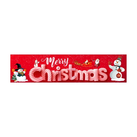 "Merry Christmas" Banner Decorations, Large Plaid Banner for Indoor Outdoor Door Wall, Holiday Party Photo Backdrop(A)