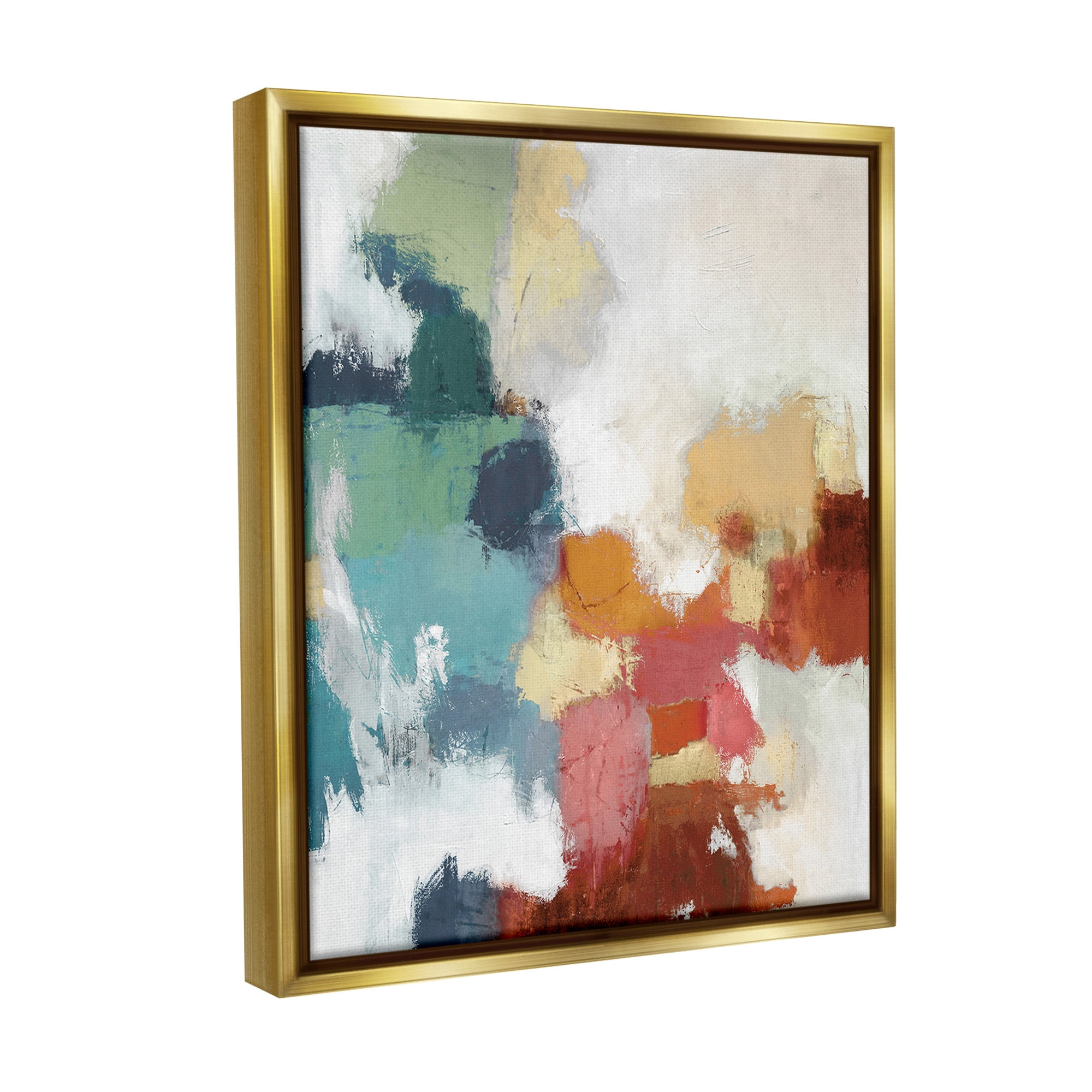 Stupell Industries Dynamic Abstract Hues Abstract Painting Gold Floater Framed Canvas Art Print Wall Art, 17 x 21