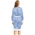 thumbnail image 2 of Jowowha Womens Wicked Clown Circus Striped Rompers Bow Long Sleeve One Piece Bodysuits Blue White S, 2 of 7
