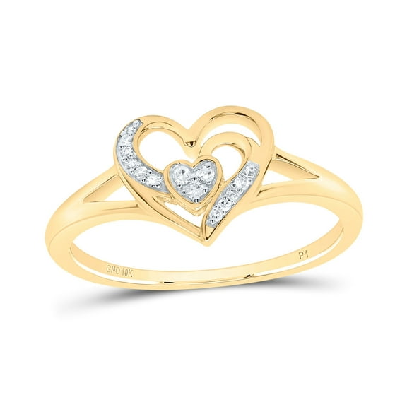 10kt Yellow Gold 1/20 Cttw Natural Diamond Heart Wedding Engagement Anniversary Ring, Women Size: 5-9