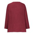 thumbnail image 5 of Dazajoo Women's Plus Size Cotton Linen Blouses Summer Cross-over Hem V Neck Tunic Tops Fashion Solid Color Long Sleeve Tee Shirts for Women 2024,Wine,S, 5 of 6