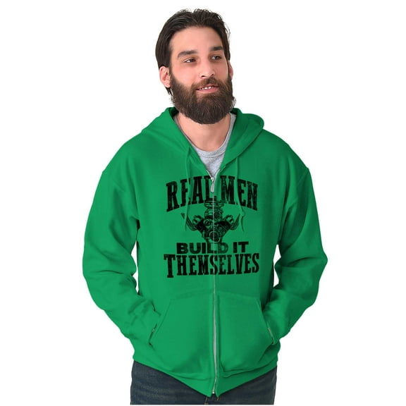 Real Men Build Auto Mechanic Life Zip Hoodie Sweatshirt Men Brisco Brands 2X