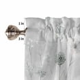 thumbnail image 5 of Half Window Curtain 36 Inches Long, White Green Dandelion Window Treatment Curtain Drapes, Grey Floral Leaves Small Tier Curtains for Bathroom Over Sink, 27.5"x36", 2 Panels, 5 of 7