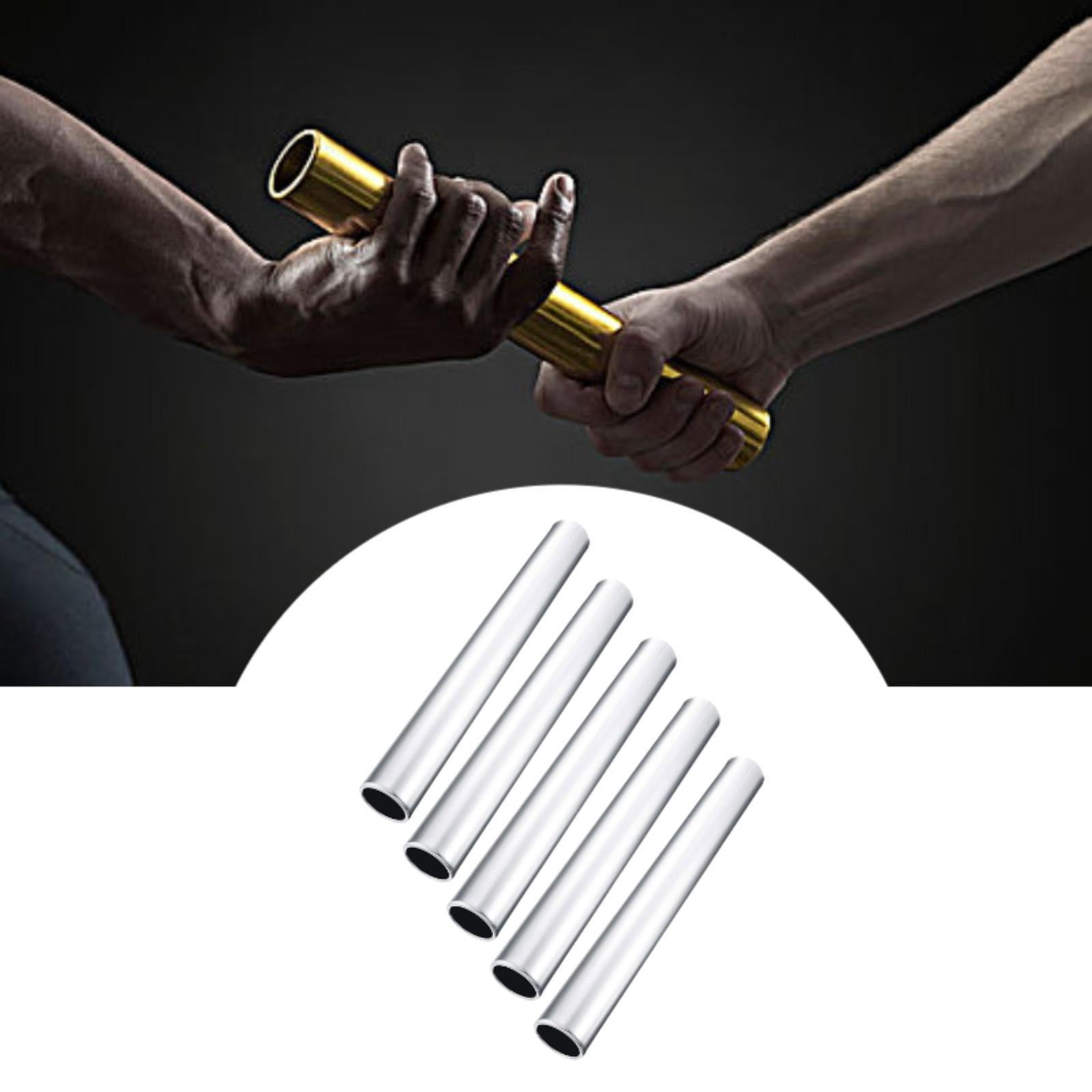 Wswqop Set of 5 Relay for Track And Field Events, 11.42" Running Sticks for Outdoor Use Silver