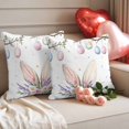 thumbnail image 2 of Easter Throw Pillow Covers 18x18 Inch Set of 2 Bunny Ear Decorative Pillow Covers Spring Floral Eggs Leaves Branch Cushion Cover Pillowcase for Sofa Couch Bed Home Decor, 2 of 9