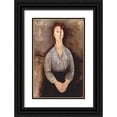 thumbnail image 1 of Modigliani, Amedeo 13x18 Black Ornate Wood Framed with Double Matting Museum Art Print Titled - Seated woman in grey shirt, 1 of 4
