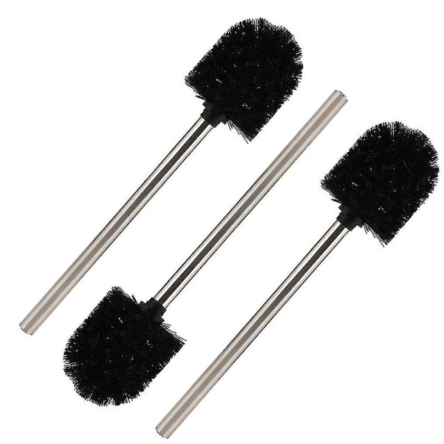 Cabezal de cepillo negro con mango de acero inoxidable, 2 uds., (hy)