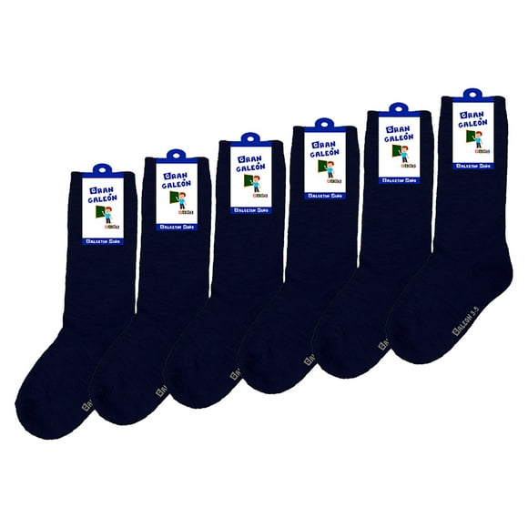 Calcetines De Algodón Gran Galeon Para Niño Pack con 6 Pares Talla 6-8 Años Azul Marino Gran Galeón 600