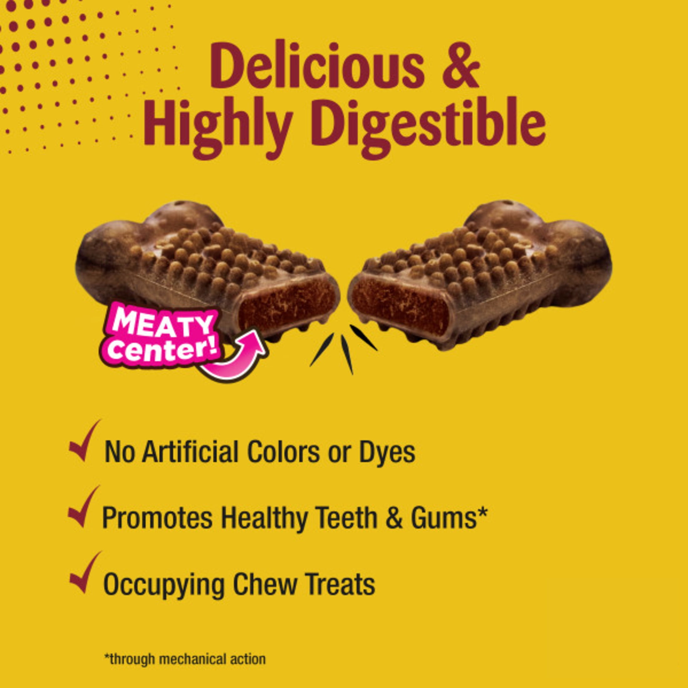 (4 pack) Nylabone Nubz Meaty Center Dog Treats for Small Dogs, Beef Flavor Dog Bones, Small - Up to 30 lbs., 16 Count