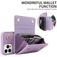 thumbnail image 5 of ELEHOLD Crossbody Wallet Case for iPhone 15 Pro Max PU Leather Double Buttons Shockproof Flip Cover with Detachable Shoulder Strap Card Slots Kickstand,Purple, 5 of 9