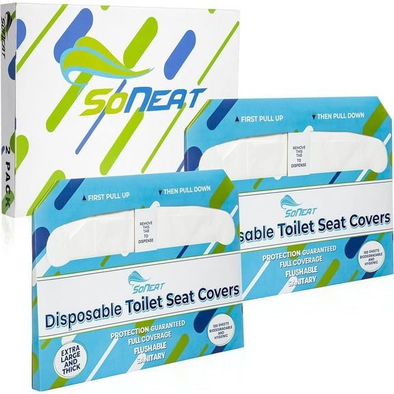 Disposable Toilet Seat Cover - 200 Sheets of XL Half Fold Flushable Paper Toilet Seat Liners for Commercial and Public Facilities, Premium Portable Potty Covers for Kids, Colorful (2 Pack)