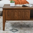 thumbnail image 6 of Mid Century Modern Fluted Coffee Table with Storage Sliding Door & Solid Wood Leg, Vintage Farmhouse Wood Center Table for Living Room Apartment Office, Accent Table, TV Stand, 6 of 9