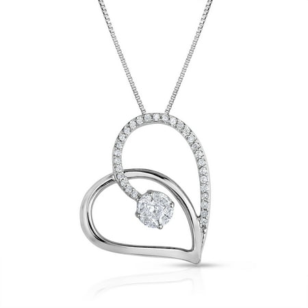 1/4 Carat T.W. Diamond 14kt White Gold Adorne Heart Pendant with HI I1-I2 Diamonds