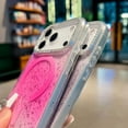 thumbnail image 4 of Magnetic for iPhone Air Phone Case [Compatible with Mag-Safe] [Diamond-set Around Camera] Bling Sequin Sparkle Transparent Shockproof Protective Slim Case Cover for iPhone Air,Pink, 4 of 9