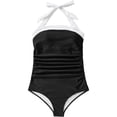 thumbnail image 4 of MecTo Women's Vintage One-Piece Tummy Control Swimsuit – Retro Halter Bathing Suit with High-Waisted Design, Removable Padded Cups & Quick-Dry Fabric (S-XXL), 4 of 6