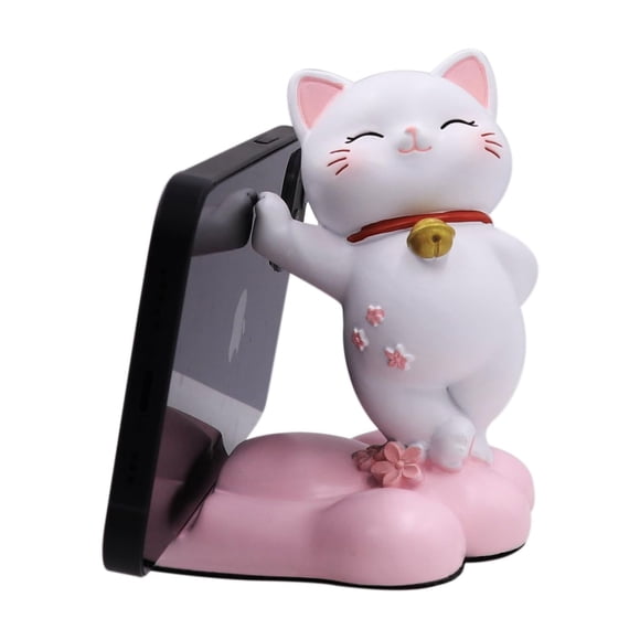 Soporte para teléfono Amamcy, adorno de escritorio con forma de gato lindo, de resina