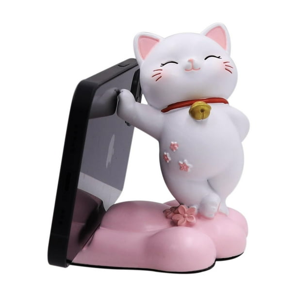 Soporte para teléfono Amamcy, adorno de escritorio con forma de gato lindo, de resina