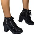 thumbnail image 6 of EKVAHL Women's Chunky Lace Up Booties Platform High Heel Ankle Boots with Side Zipper Round Toe Fashion Autumn Winter Shoes, 6 of 6